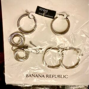Banana Republic New In Package NWT 3 Silver Tone Earrings